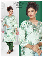 Women's Vatican Silver Print V-Neck Kurti with Matching Pant 2-Piece Set