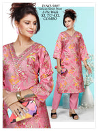 Women's Vatican Silver Print V-Neck Kurti with Matching Pant 2-Piece Set