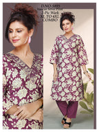 Women's Vatican Silver Print V-Neck Kurti with Matching Pant 2-Piece Set