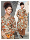 Women's Vatican Silver Print V-Neck Kurti with Matching Pant 2-Piece Set