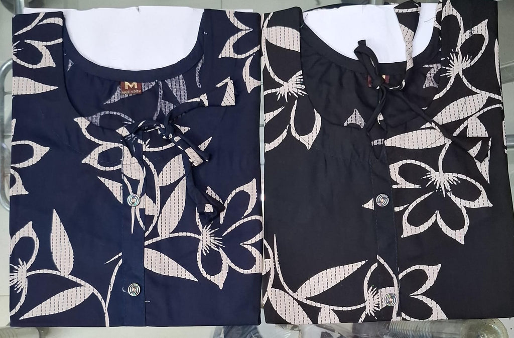 Women's Premium 22kg Heavy Rayon Printed Short Kurti / Top with Shoulder Tie-Up