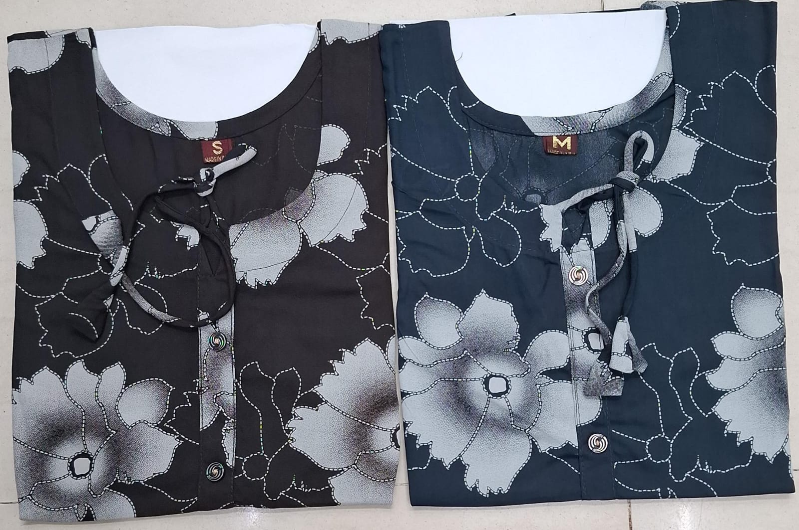 Women's Premium 22kg Heavy Rayon Printed Short Kurti / Top with Shoulder Tie-Up