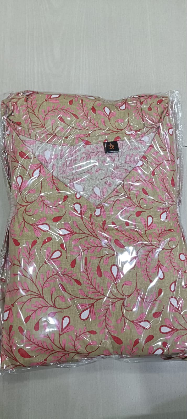 Cotton Printed 2-Piece Co-Ord Set – Long Kurti with Plazo & Shoulder Dori