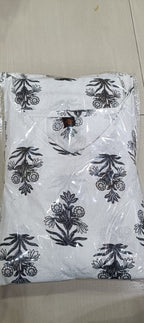 Cotton Printed 2-Piece Co-Ord Set – Long Kurti with Plazo & Shoulder Dori