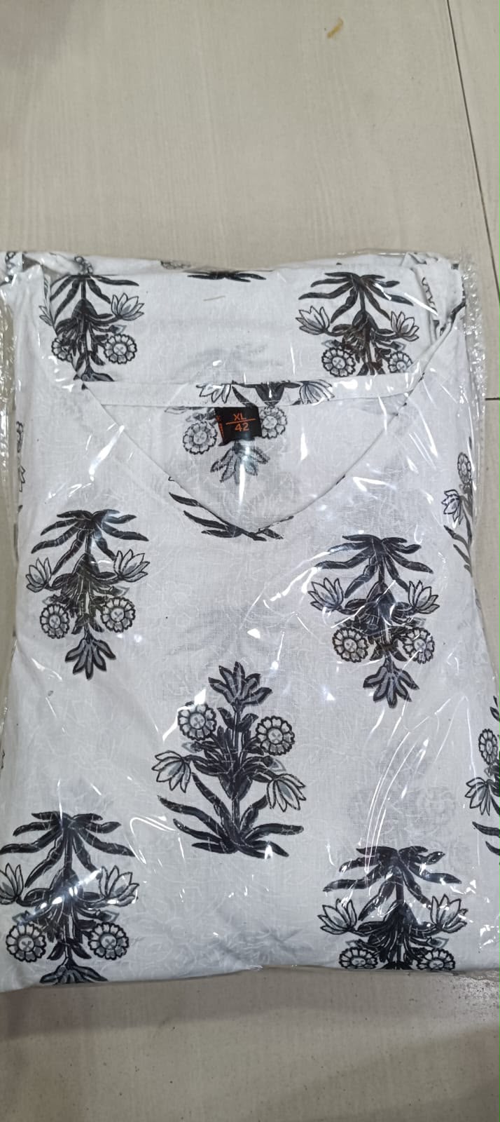 Cotton Printed 2-Piece Co-Ord Set – Long Kurti with Plazo & Shoulder Dori