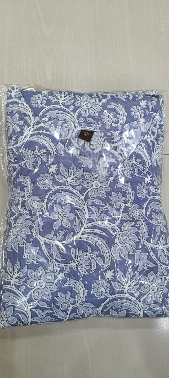 Cotton Printed 2-Piece Co-Ord Set – Long Kurti with Plazo & Shoulder Dori