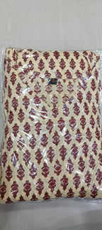 Cotton Printed 2-Piece Co-Ord Set – Long Kurti with Plazo & Shoulder Dori