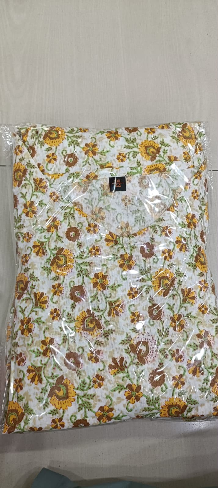 Cotton Printed 2-Piece Co-Ord Set – Long Kurti with Plazo & Shoulder Dori