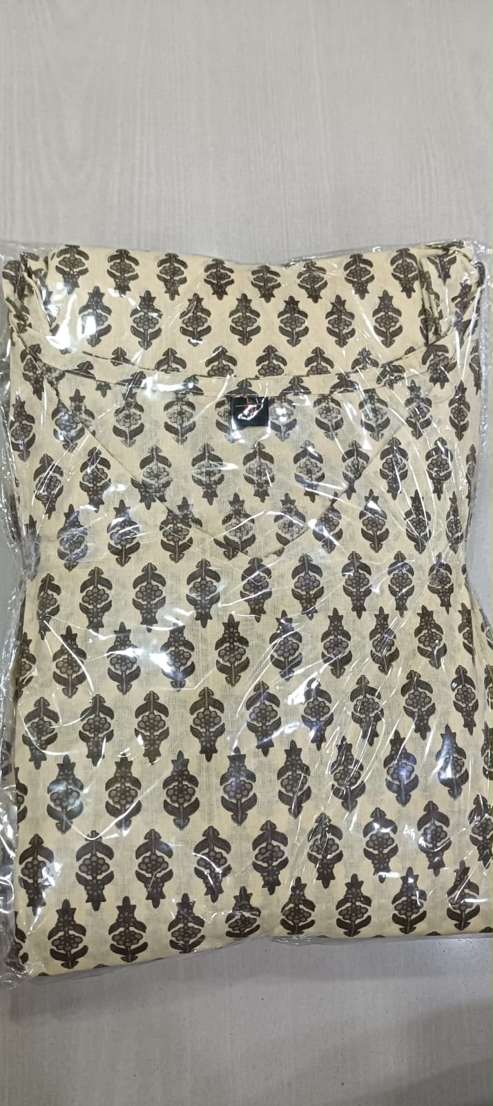Cotton Printed 2-Piece Co-Ord Set – Long Kurti with Plazo & Shoulder Dori