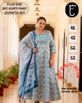 Premium Plus Size Cotton Frock Style 3PC Set with Soft Mul Cotton Dupatta