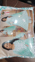 Plus Size Cotton Frock Style Printed Set with Matching Dupatta