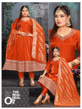 Elegant Glass Roman Silk Frock Suit with Jacquard Dupatta Set (Big Sizes: 3XL, 4XL, 5XL)