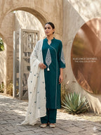 Elegant Olive Green Dhabu Cotton Embroidered Kurta Set with Dupatta