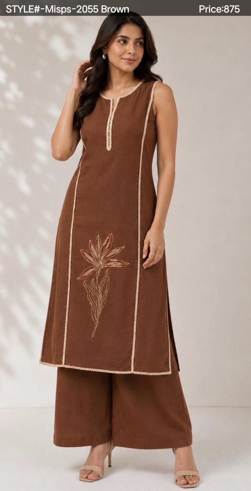 Exclusive Floral Embroidered Off-White Short Kurti & Magenta Bottom Se