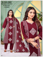 Dhabu Cotton Fine Screen Print 3-Piece Kurta, Pant & Mal Dupatta Set