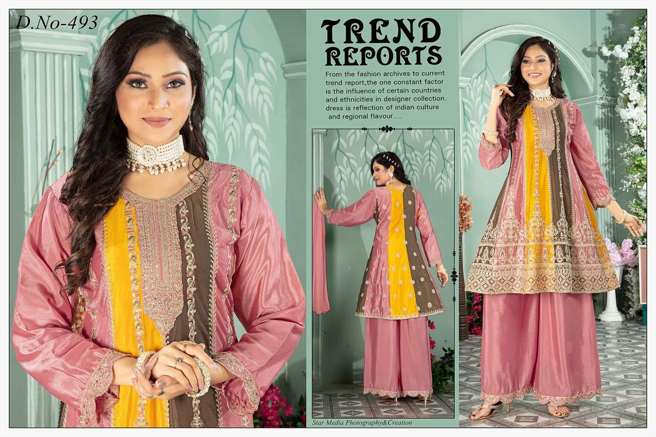 Fancy Collection Georgette White Embroidery & Mirror Work Peplum Top with Plazo & Plain Dupatta Set