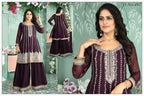Fancy Collection Georgette White Embroidery & Mirror Work Peplum Top with Plazo & Plain Dupatta Set