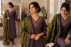Muslin Handwork V-Neck Printed Kurta, Pant & Mal Cotton Dupatta 3pc Set