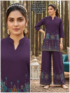 Flex Cotton Mill Print Daman Short Top & Wide-Leg Plazo 2-Piece Co-Ord Set