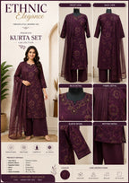 Ethnic Elegance Premium Rayon 3Pc Kurta Set with Plazo & Mal Chunni