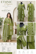 Premium 60-60 Cotton Printed & Embroidered Kurta Set with Dupatta