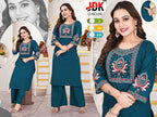Premium Dhabu Cotton Fine Embroidered Kurti & Plazo 2pc Set with Pocket