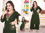 Premium Dhabu Cotton Fine Embroidered Kurti & Plazo 2pc Set with Pocket
