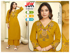 Premium Dhabu Cotton Fine Embroidered Kurti & Plazo 2pc Set with Pocket