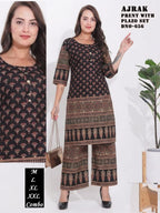 Traditional Ajrak Print Pure Cotton Kurti & Plazo Co-Ord Set