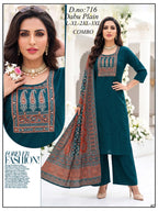 Graceful Dabu Cotton Kurti with Palazzo & Designer Dupatta Set