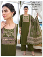 Graceful Dabu Cotton Kurti with Palazzo & Designer Dupatta Set