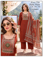 Graceful Dabu Cotton Kurti with Palazzo & Designer Dupatta Set