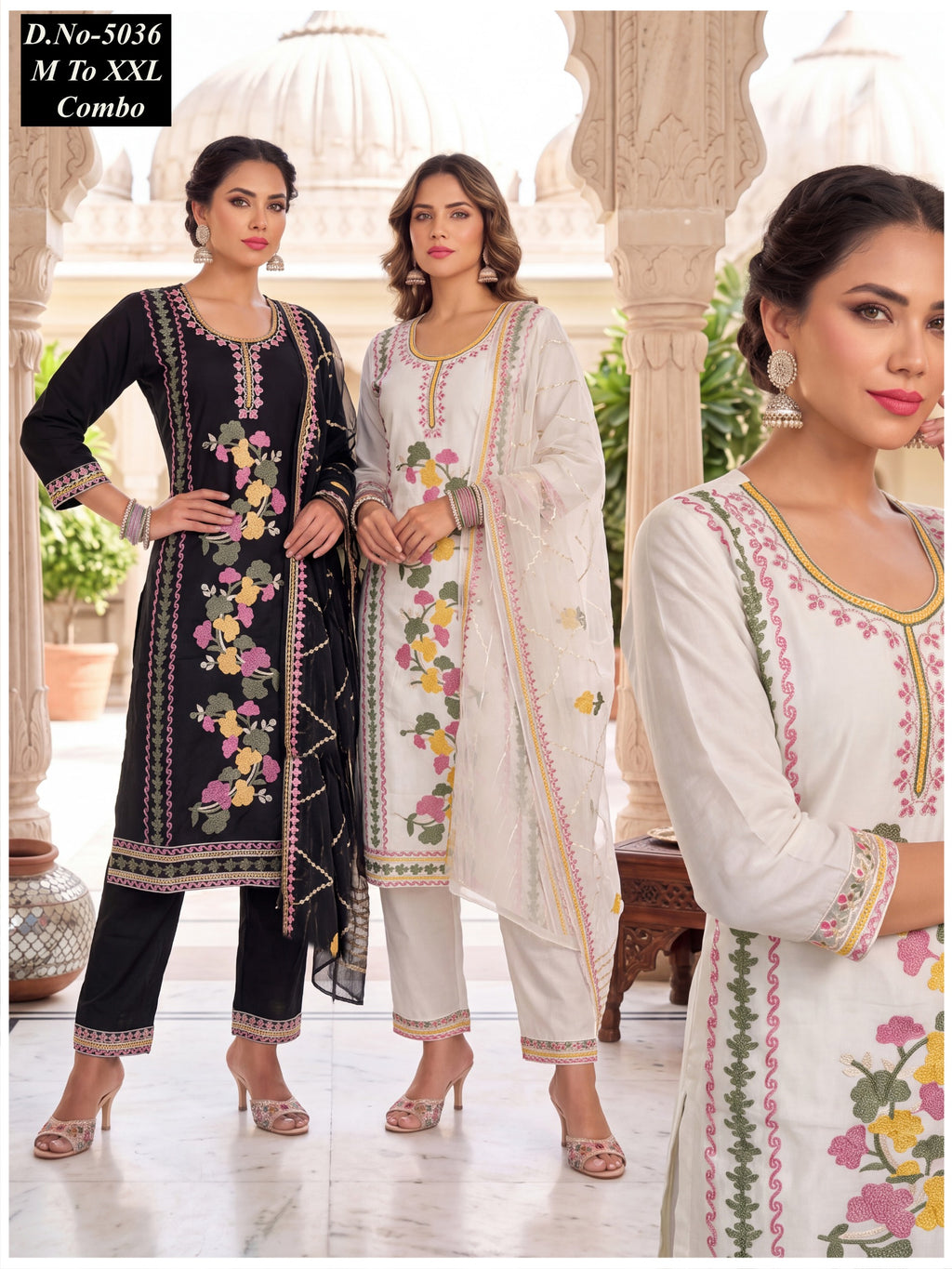 Graceful Roman Silk Embroidered Suit Combo with Beads Work