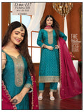 Gorgeous Vichitra Silk Embroidered Suit Set with Cutwork Border Dupatta