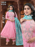 Elegant Frock Style Anarkali Suit with Embroidered Dupatta