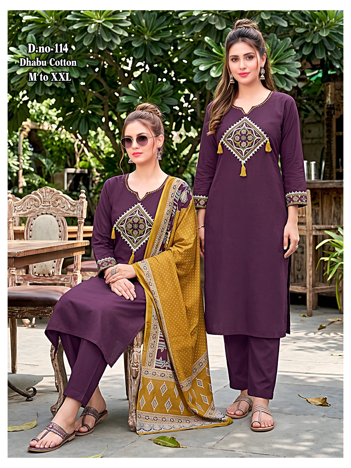 Traditional Dhabu Cotton Suit Set with Full 2.15m Mal Cotton Dupatta
