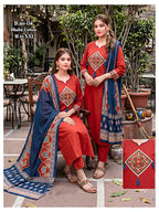Traditional Dhabu Cotton Suit Set with Full 2.15m Mal Cotton Dupatta