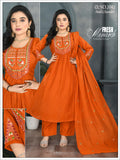 Royal orange Mul Chanderi Anarkali Suit Set with Heavy Banarasi Dupatta