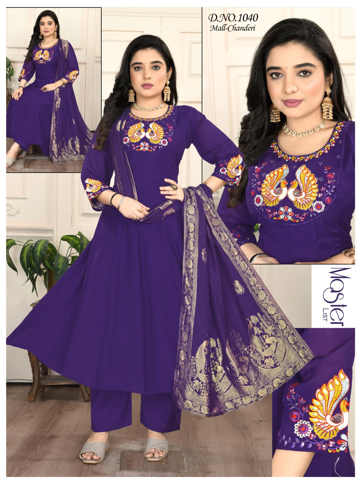 Regal Purple Mul Chanderi Anarkali Suit Set with Heavy Banarsi Dupatta