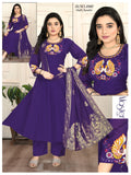 Royal Purple Mul Chanderi Anarkali Suit Set with Heavy Banarasi Dupatta