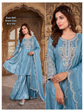 Luxurious Glass Roman Silk Short Kurti Sharara Set with Scalloped Cutwork Dupatta