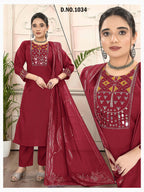 Gorgeous Heavy Roman Silk Suit Set with Mirror Work & Woven Dupatta