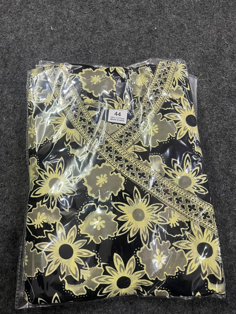 Stylish Black & White Floral Cotton Angrakha Short Kurti / Tunic