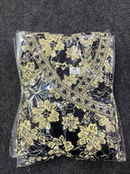 Stylish Black & White Floral Cotton Angrakha Short Kurti / Tunic