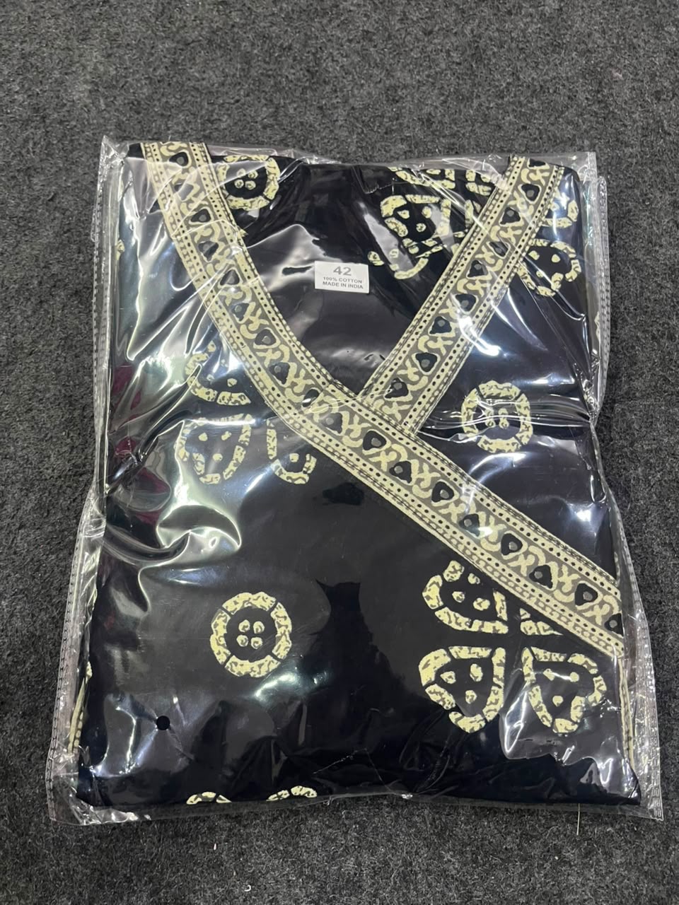 Stylish Black & White Floral Cotton Angrakha Short Kurti / Tunic