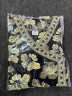 Stylish Black & White Floral Cotton Angrakha Short Kurti / Tunic