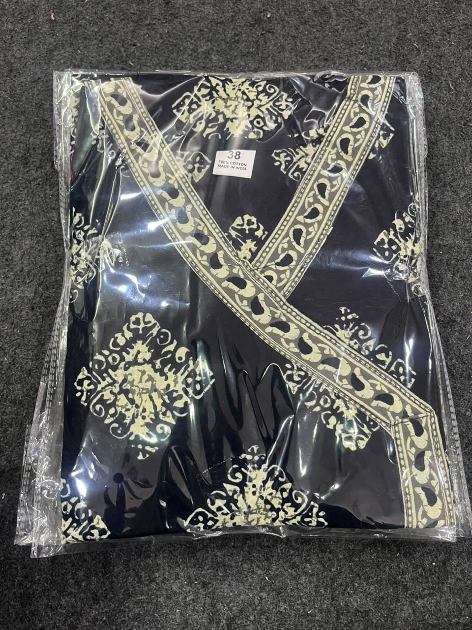 Stylish Black & White Floral Cotton Angrakha Short Kurti / Tunic