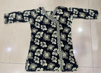 Stylish Black & White Floral Cotton Angrakha Short Kurti / Tunic