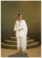 House of Pataudi Embroidered Silk Blend Kurta Sharara Set with Dupatta