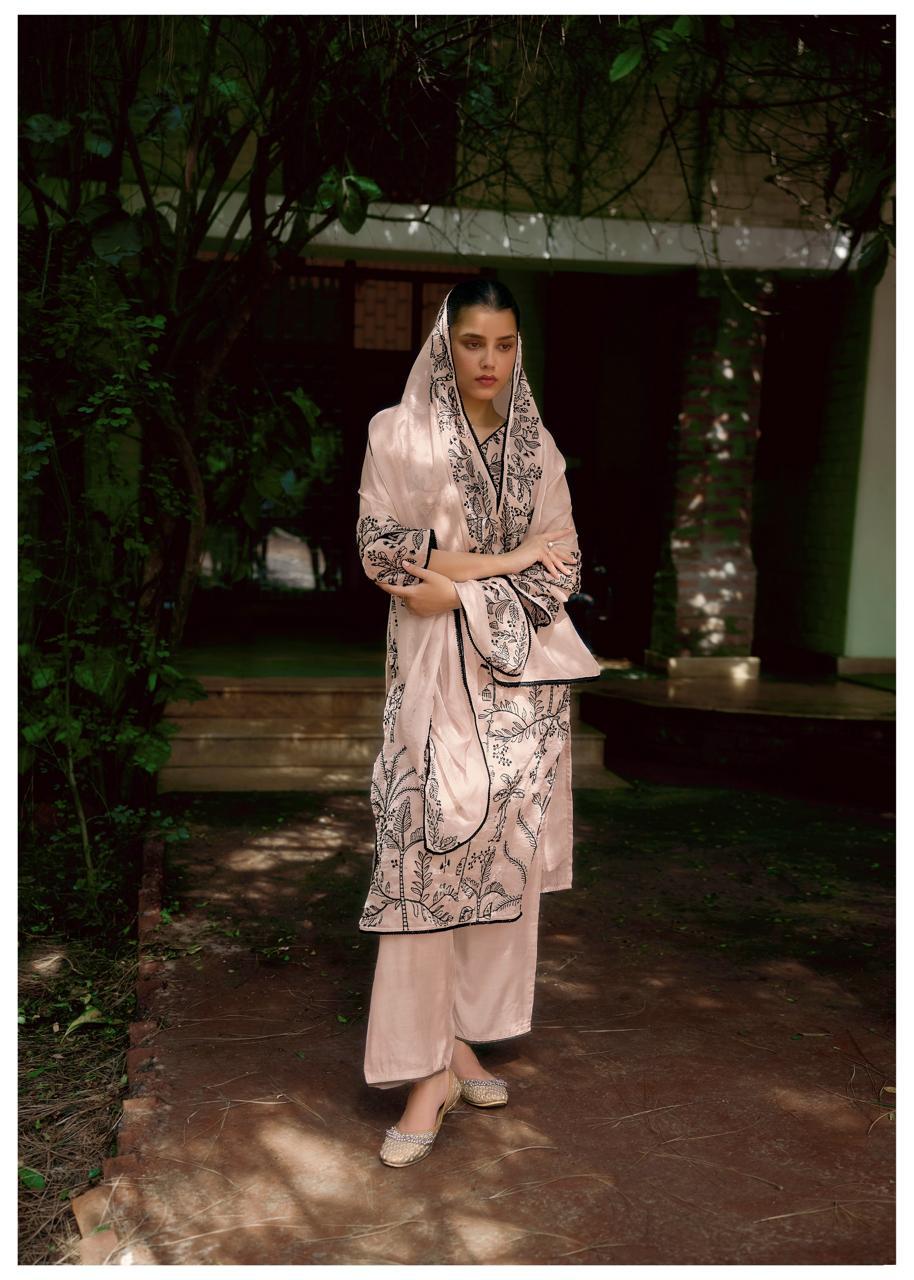 House of Pataudi Lavender Embroidered Kurta Set with Dupatta